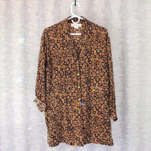 Vintage Silk Floral Button Up